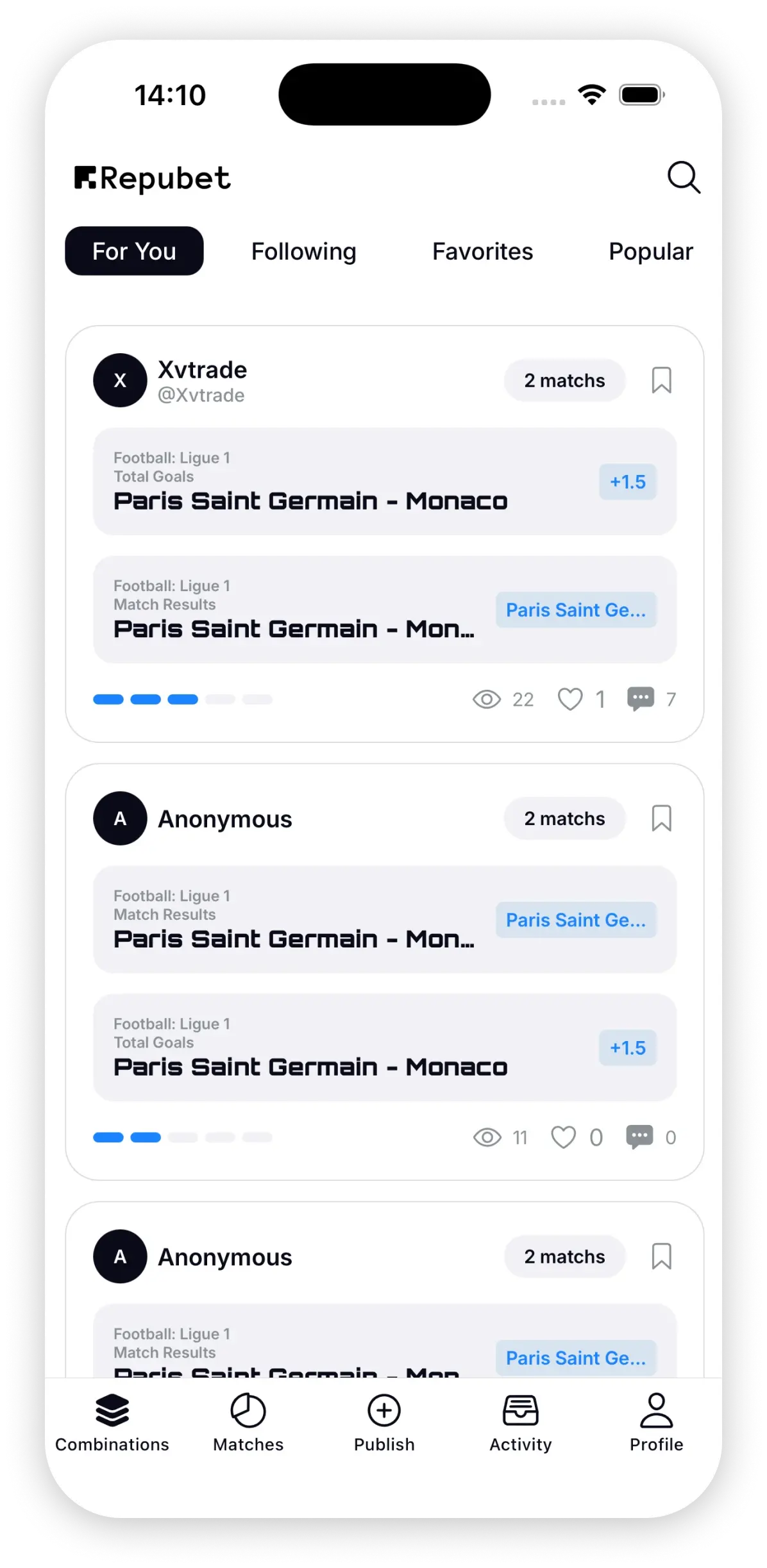 Lista de apostas desportivas